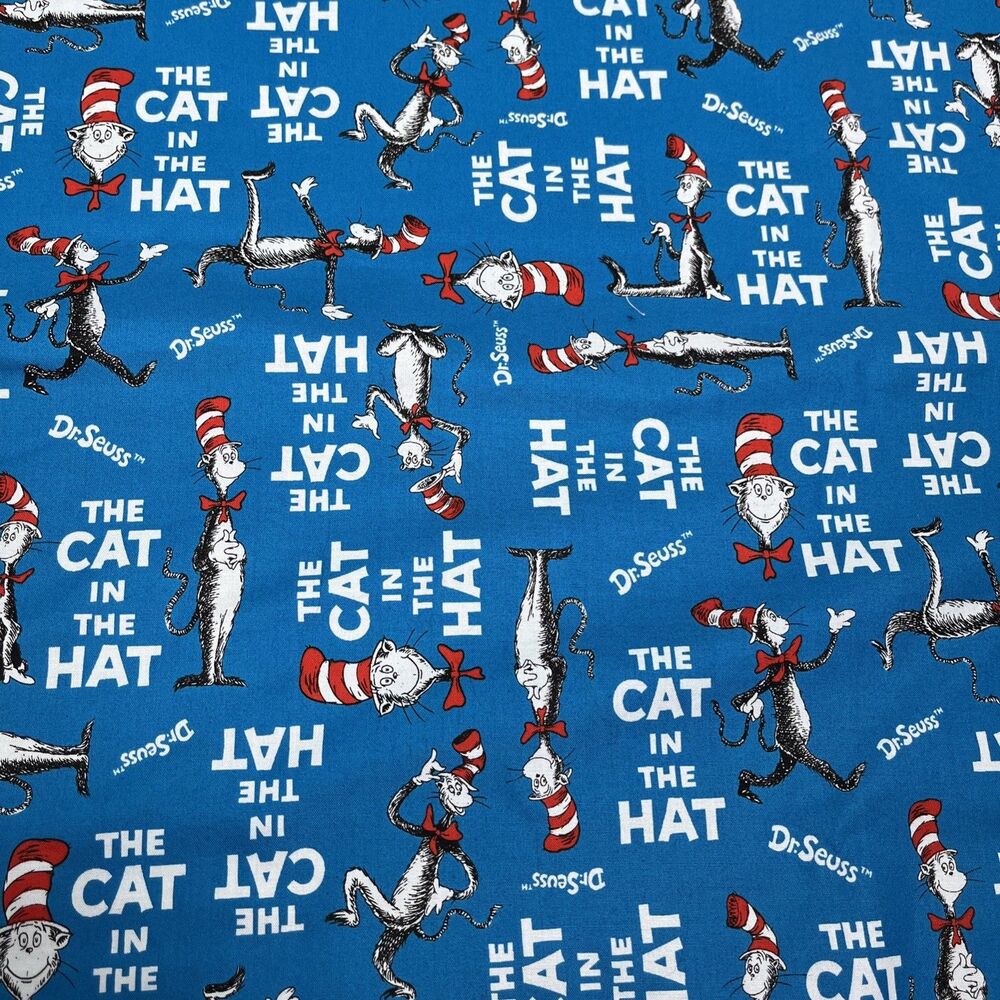 Fabric Dr Seuss Cat in the Hat Celebration Robert KAUFMAN Cotton 10796 38"